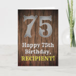 [ Thumbnail: 75th Birthday: Country Western Inspired Look, Name Card ]