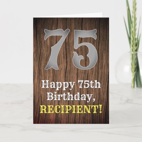 75th Birthday Country Western Inspired Look Name Card