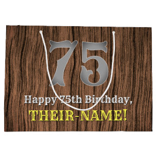 75th Birthday: Country Western Inspired Look, Name Large Gift Bag