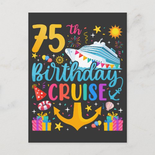 75th Birthday Cruise B_Day Party Postcard