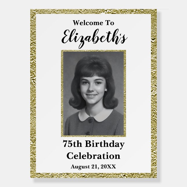 75th Birthday Custom Photo Welcome Sign (Front)
