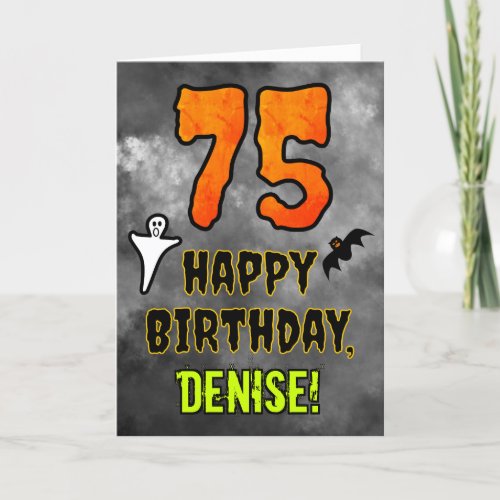 75th Birthday Eerie Halloween Theme  Custom Name Card