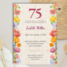 75th Birthday Elegant 75 Years Floral Garden Party