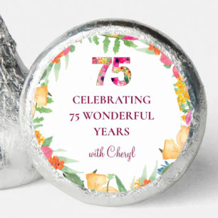 75th Birthday Elegant Floral 75 Chocolate Party Hershey®'s Kisses®