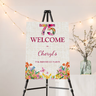 75th Birthday Elegant Floral Garden Welcome Foam Board