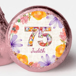 75th Birthday Elegant Floral Pink Party Chocolates Hershey®'s Kisses®