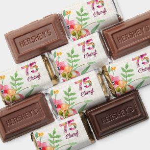 75th Birthday Elegant Linen Party Chocolates Hershey's Miniatures