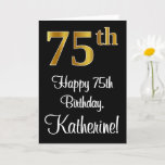 [ Thumbnail: 75th Birthday ~ Elegant Luxurious Faux Gold Look # Card ]