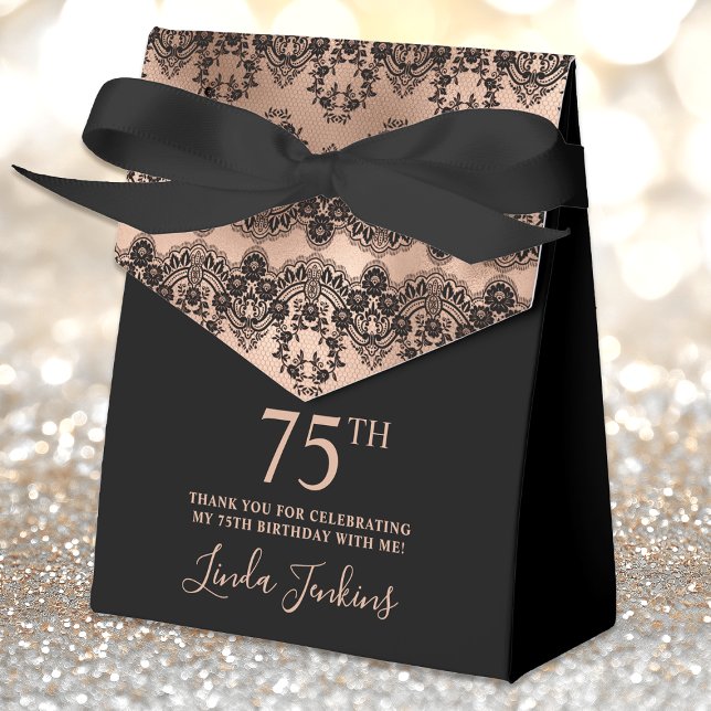 75th Birthday Elegant Rose Gold Lace Favor Boxes (Creator Uploaded)