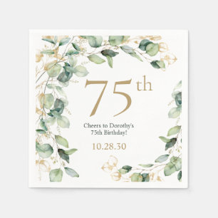 75th Birthday Eucalyptus Napkins
