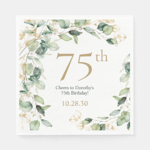 75th Birthday Eucalyptus Napkins