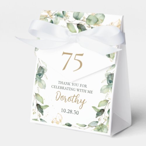 75th Birthday Eucalyptus Thank You Favor Boxes