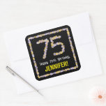 [ Thumbnail: 75th Birthday: Floral Flowers Number, Custom Name Sticker ]