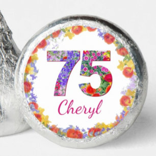 75th Birthday Floral Party Chocolates Elegant Hershey®'s Kisses®