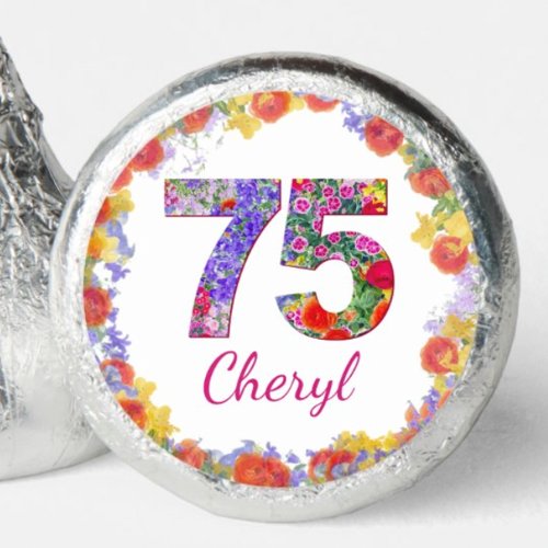 75th Birthday Floral Party Chocolates Elegant Hershey®'s Kisses®