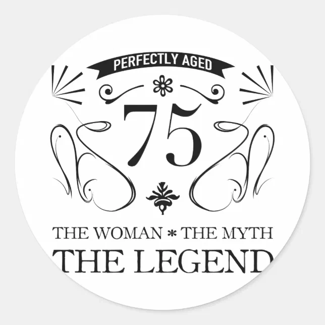 75th Birthday For Women Classic Round Sticker | Zazzle