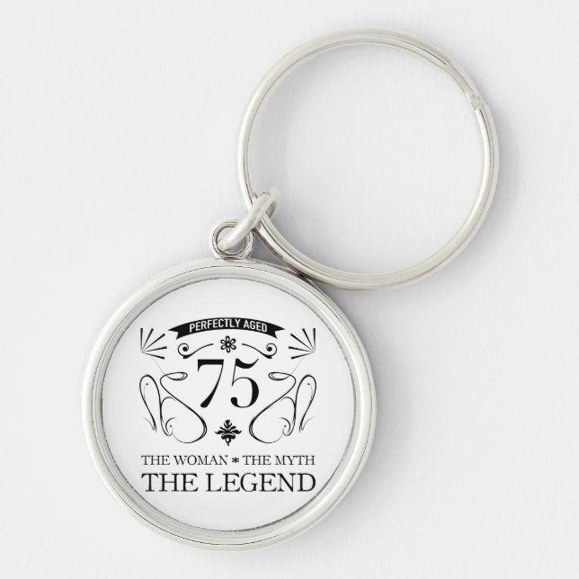 75th Birthday For Women Keychain (Front)