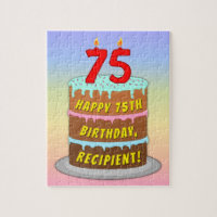 75th Birthday: Fun Cake and Candles + Custom Name