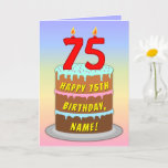 [ Thumbnail: 75th Birthday — Fun Cake & Candles, W/ Custom Name Card ]