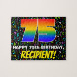 [ Thumbnail: 75th Birthday — Fun, Colorful Music Symbols & “75” Jigsaw Puzzle ]