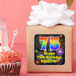 [ Thumbnail: 75th Birthday: Fun Fireworks Look, Rainbow # 75 Sticker ]
