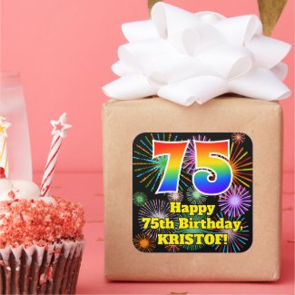 75th Birthday: Fun Fireworks Look, Rainbow # 75