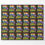[ Thumbnail: 75th Birthday: Fun Fireworks, Rainbow Look # “75” Wrapping Paper ]