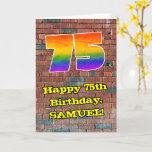 [ Thumbnail: 75th Birthday: Fun Graffiti-Inspired Rainbow 75 Card ]