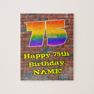 75th Birthday: Fun Graffiti-Inspired Rainbow 75 Jigsaw Puzzle