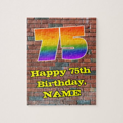 75th Birthday Fun Graffiti_Inspired Rainbow 75 Jigsaw Puzzle