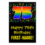 [ Thumbnail: 75th Birthday: Fun Music Symbols + Rainbow # 75 Card ]