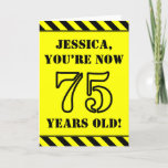 [ Thumbnail: 75th Birthday: Fun Stencil Style Text, Custom Name Card ]