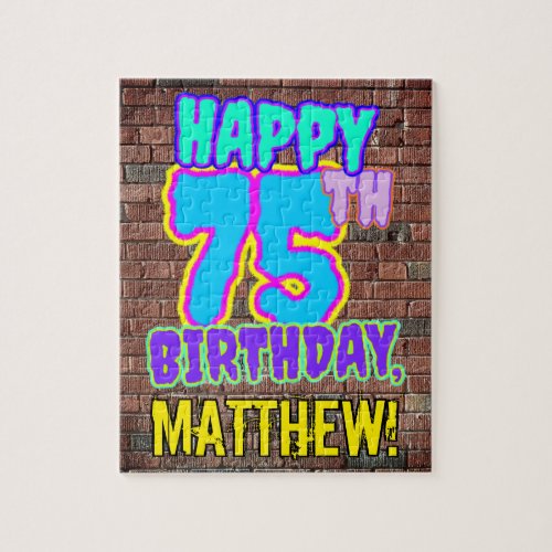 75th Birthday  Fun Urban Graffiti Inspired Look Jigsaw Puzzle