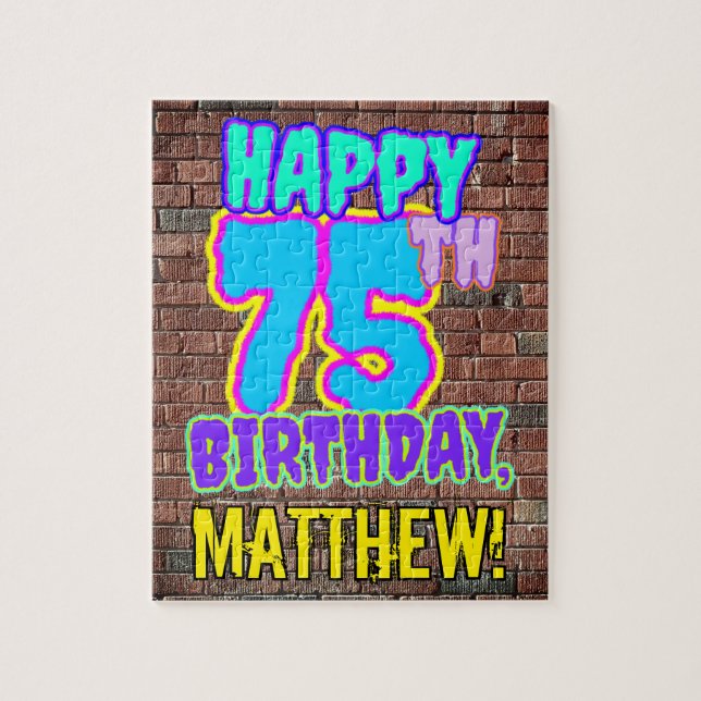 75th Birthday ~ Fun, Urban Graffiti Inspired Look Jigsaw Puzzle (Vertical)