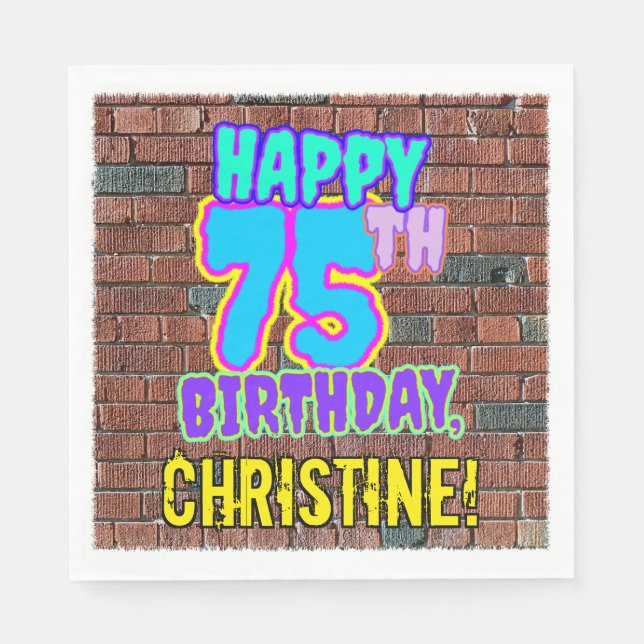 75th Birthday ~ Fun, Urban Graffiti Inspired Look Napkins (Front)