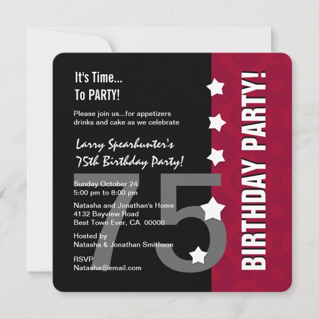 75th Birthday Funny NOT Over the Hill Z75D Invitation (Front)