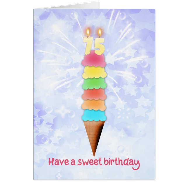 75th  Birthday Giant Ice Cream Cards (Front)