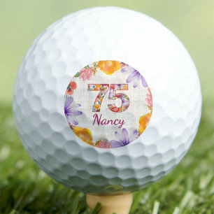 75th Birthday Gift Elegant Floral Custom Golfer Golf Balls
