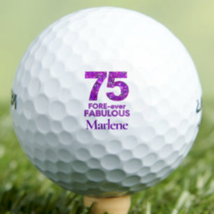 75th Birthday Gift for Best Friend - Purple Floral Golf Balls