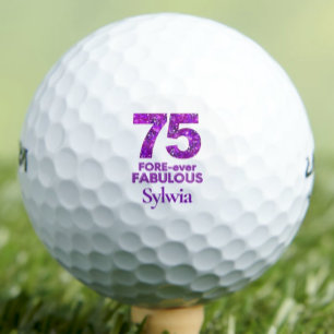 75th Birthday Gift for Fabulous Neighbour - Purple Golf Balls