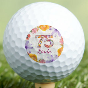 75th Birthday Gift for Mom Elegant Floral Custom Golf Balls