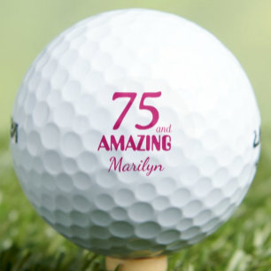 75th Birthday Gift for Neighbor Pink Amazing 75 Golf Balls