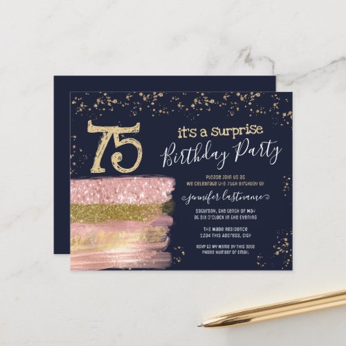 75th Birthday Glitter Cake Surprise Budget