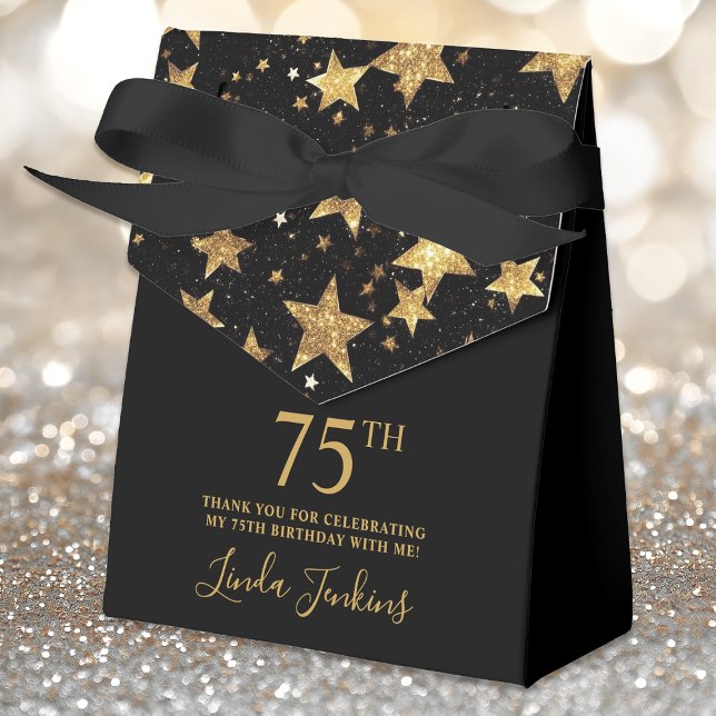 75th Birthday Gold Stars Thank You  Favor Boxes (Creator Uploaded)