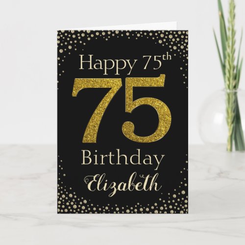 75th Birthday Golden Glitter Card