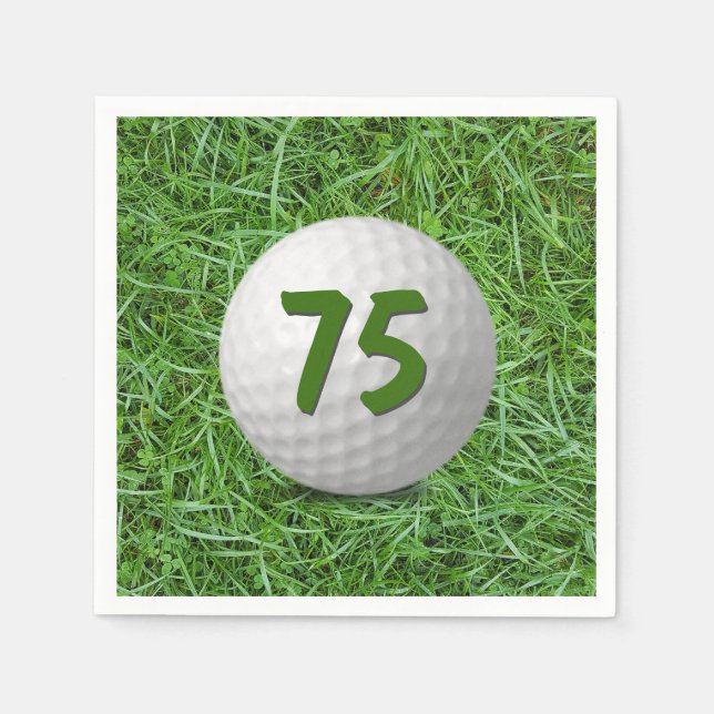 75th Birthday Golf Ball on Grass Napkins (Front)
