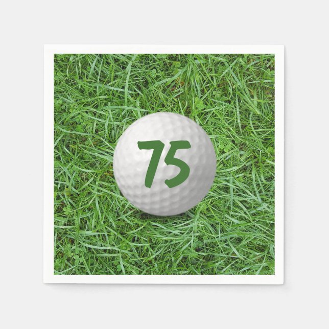75th Birthday Golf Ball on Grass  Napkins (Front)