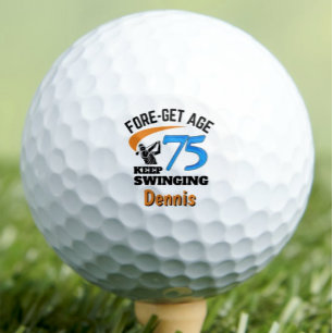 75th Birthday Golf Balls Funny Blue Custom