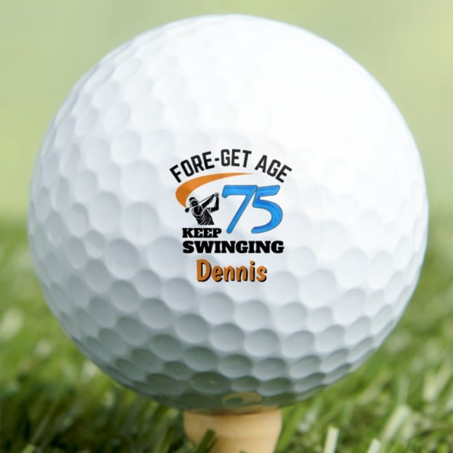 75th Birthday Golf Balls Funny Blue Custom (Creator Uploaded)