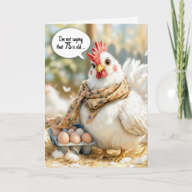 75th Birthday Hen With Eggs in Carton Card (Front)